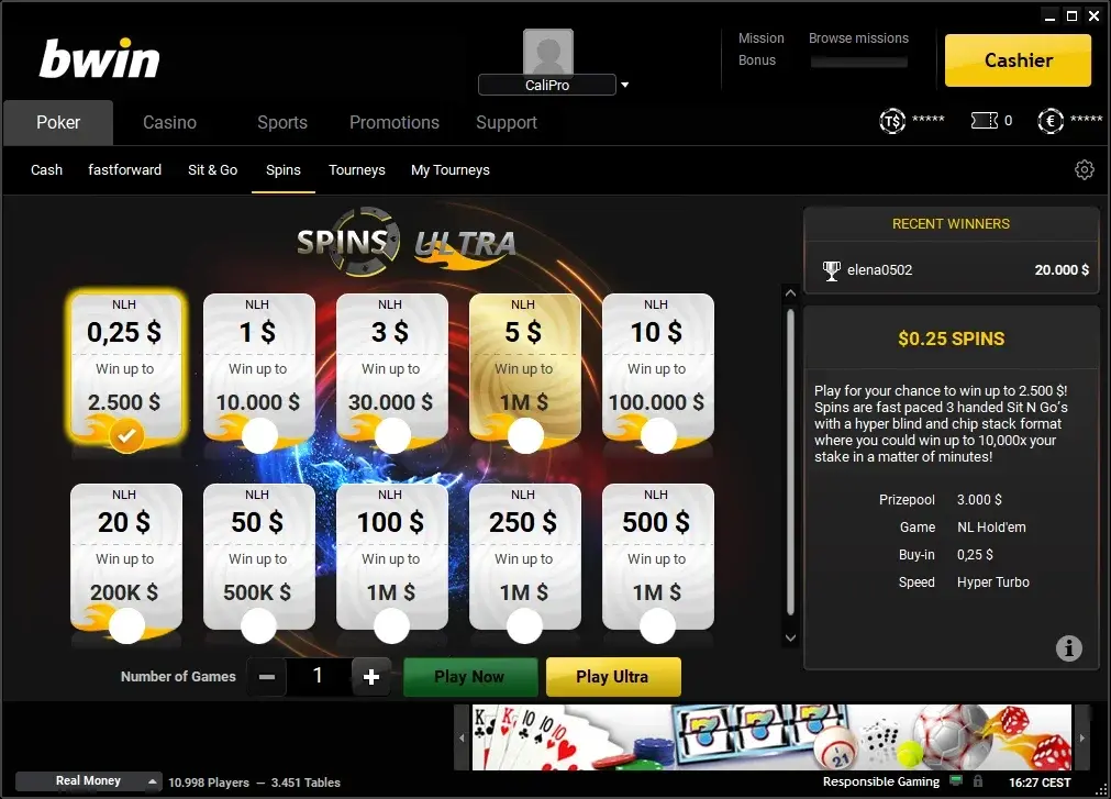 Bwin screenshot