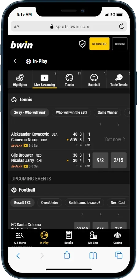 Bwin screenshot